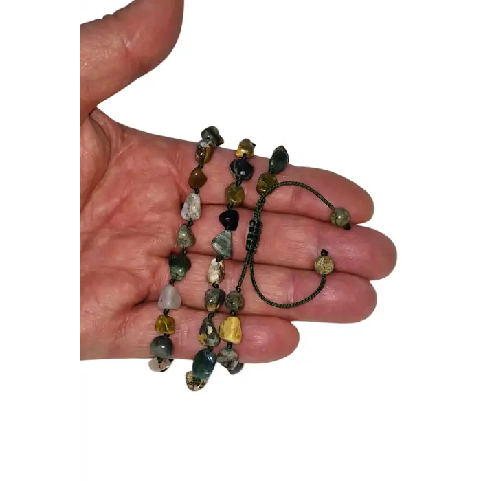 Ocean Jasper Doğal Taş Bileklik Makrome Ayarlı 633-2