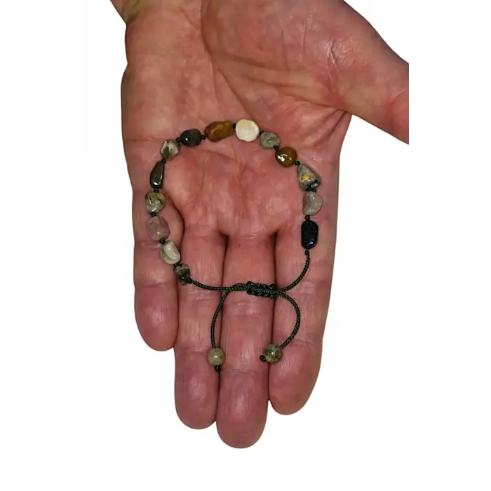 Ocean Jasper Doğal Taş Bileklik Makrome Ayarlı 633-2