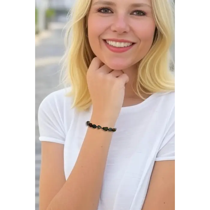 Ocean Jasper Doğal Taş Bileklik Makrome Ayarlı 633-2