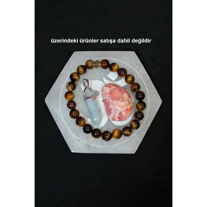 Ohm Sembolü Enerji Yükleyici Beyaz Selenit Altıgen Plaka 58AO