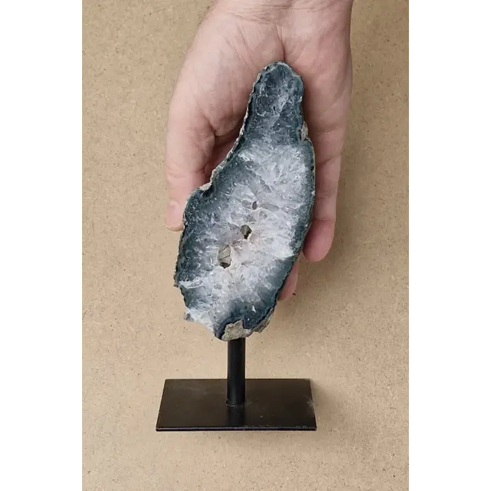 Ortası Kristal Kuvars, Yeşil Akik Jeot Dekoratif Parça 30-OK