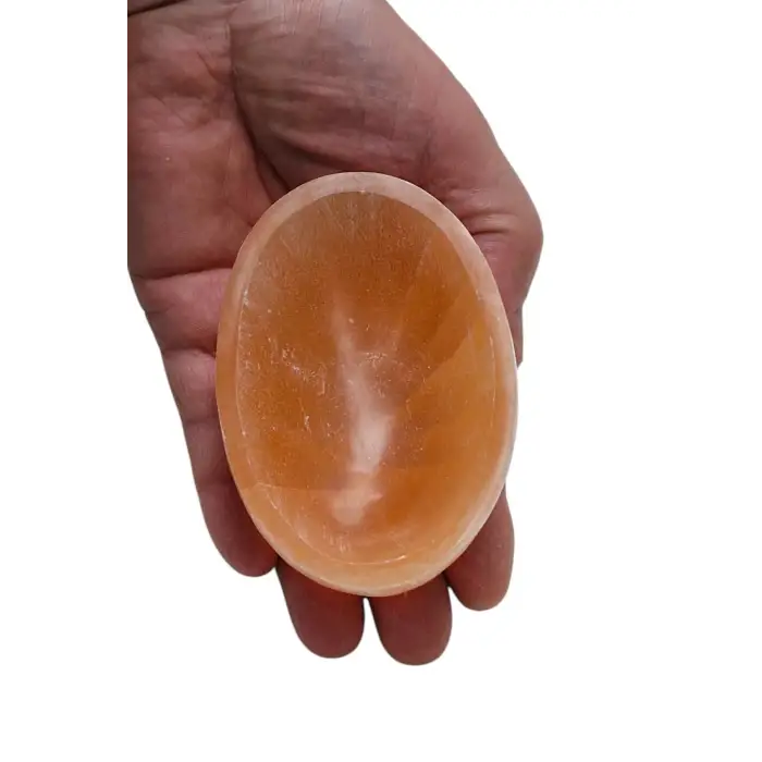 Oval Kesim Enerji Çanağı Turuncu Selenit Kase 58OS