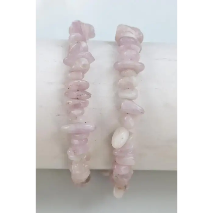 Pembe Kunzit Bileklik Kırıktaş 407-3