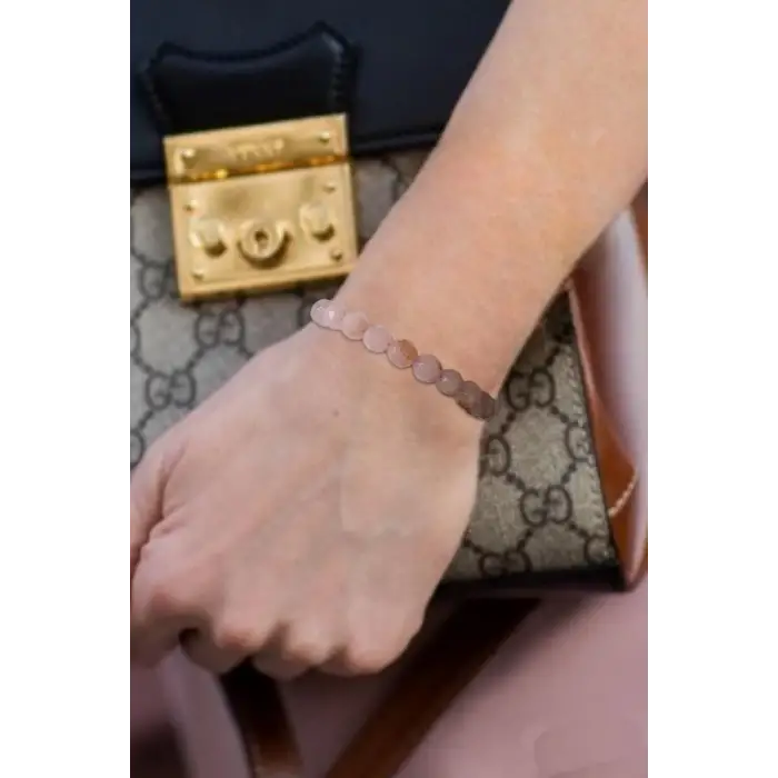 Pembe Kuvars Bileklik 8mm Faset Kesim 633-1