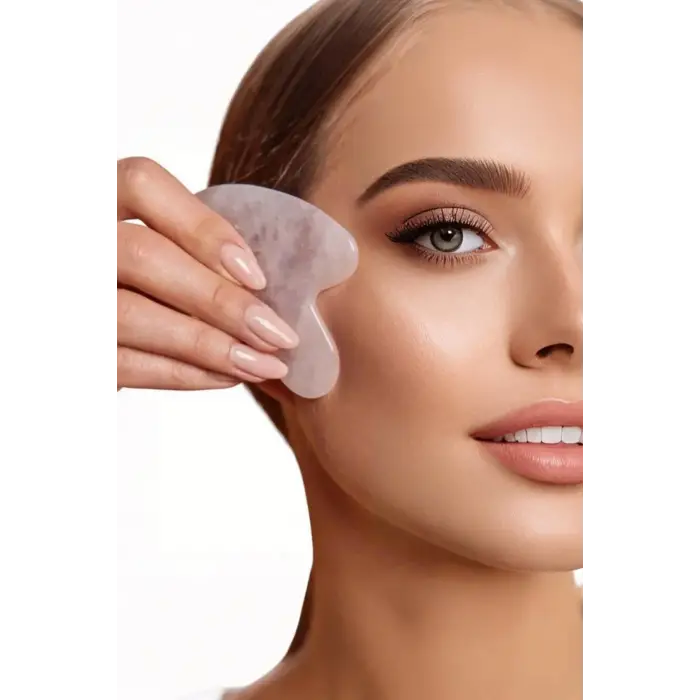 Pembe Kuvars Gua Sha Yüz Yogası, Masaj Taşı 530G