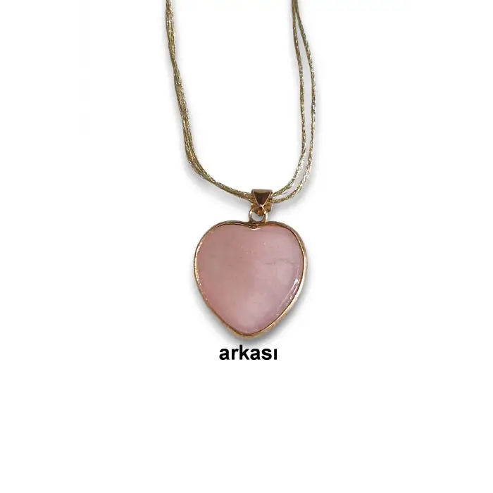 Pembe Kuvars Kolye Kalp Kesim 453-4