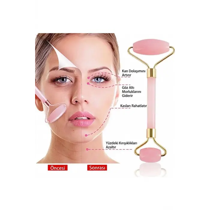 Pembe Kuvars Roller Yüz Masaj Taşı 213