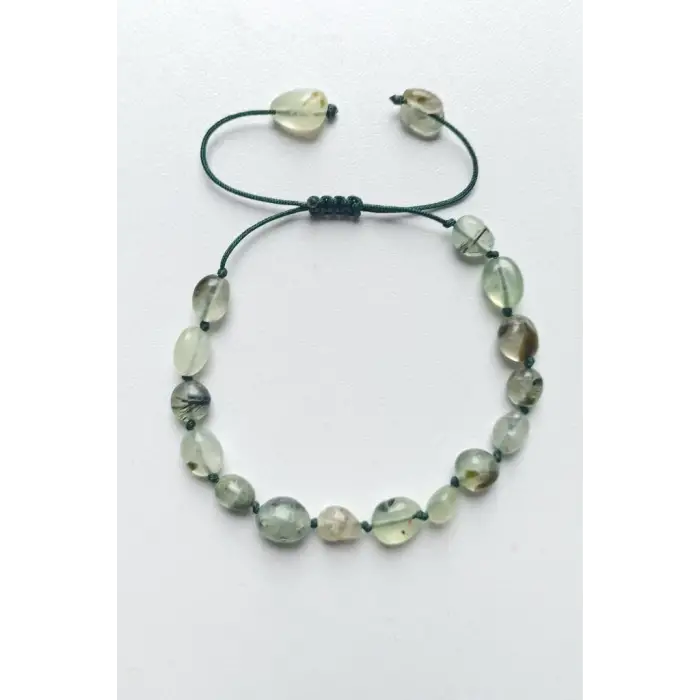 Prehnit Bileklik, Makrome Ayarlı 671-2