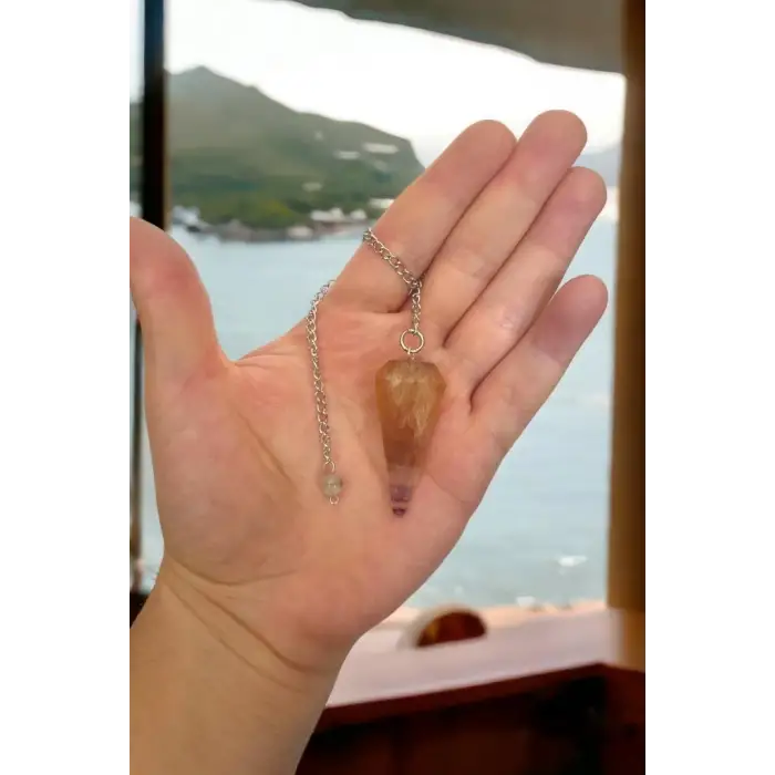 Renkli Florit Doğal Taş Pandül - Sarkaç 203-13