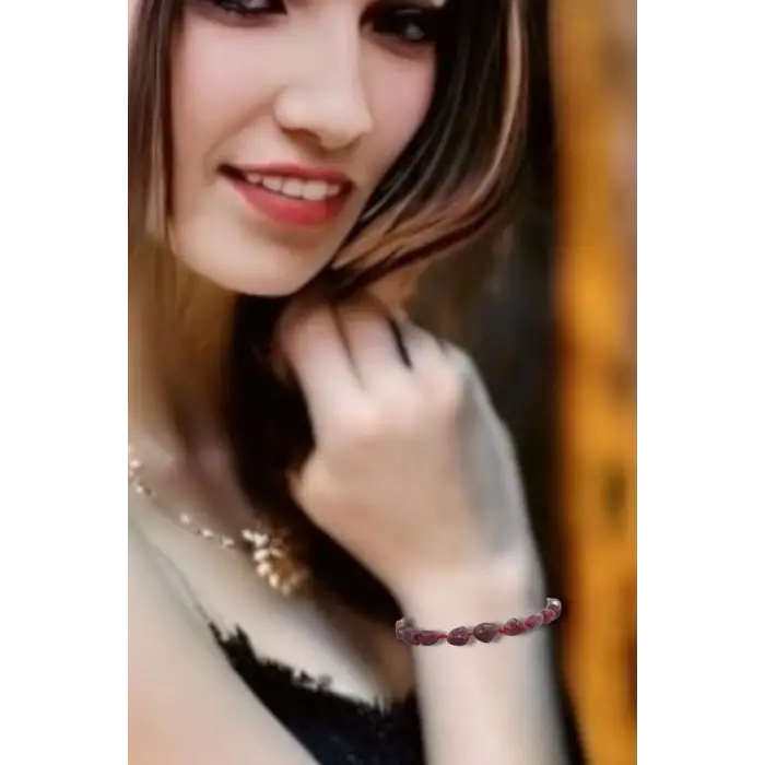 Rubelit Pembe Turmalin Bileklik Makrome Ayarlı 470-3