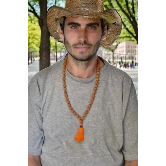 Rudrakşa 54 Taneli Yarım Mala Unisex Kolye Tesbih Hindistan Rudraksha 101YM