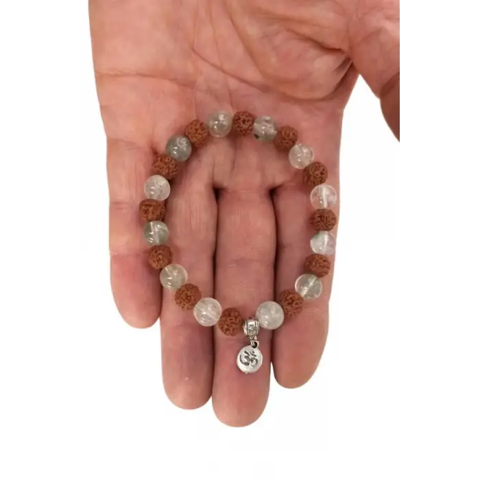 Rudrakşa, Kristal Kuvars Bileklik Ohm Sembollü Rudraksha 414-4