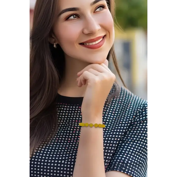 Sarı Kalsit Bileklik Makrome Ayarlı 465-1