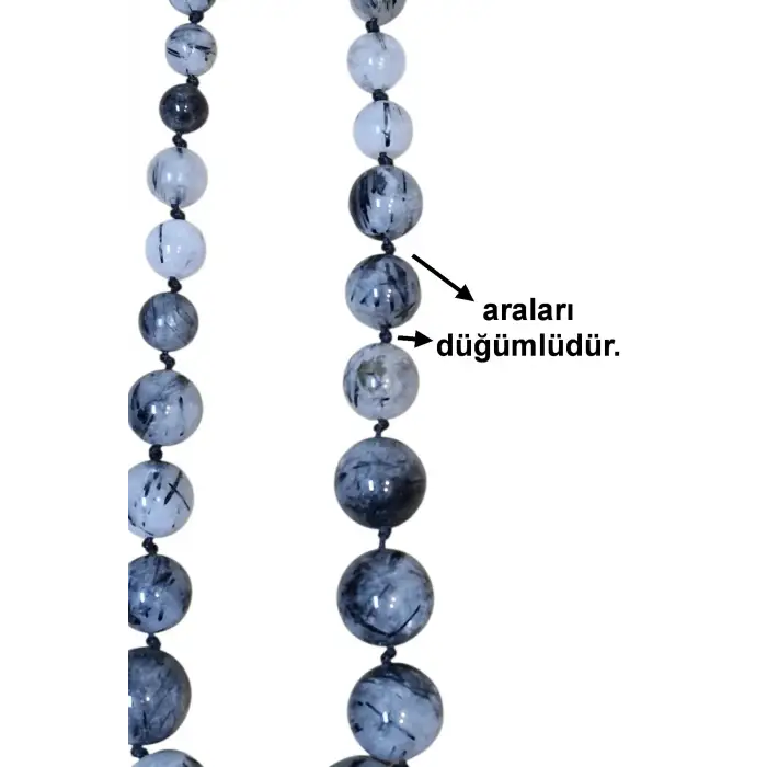 Siyah Turmalinli Kuvars Kolye - El İşi Süzme Tasarım 522-3