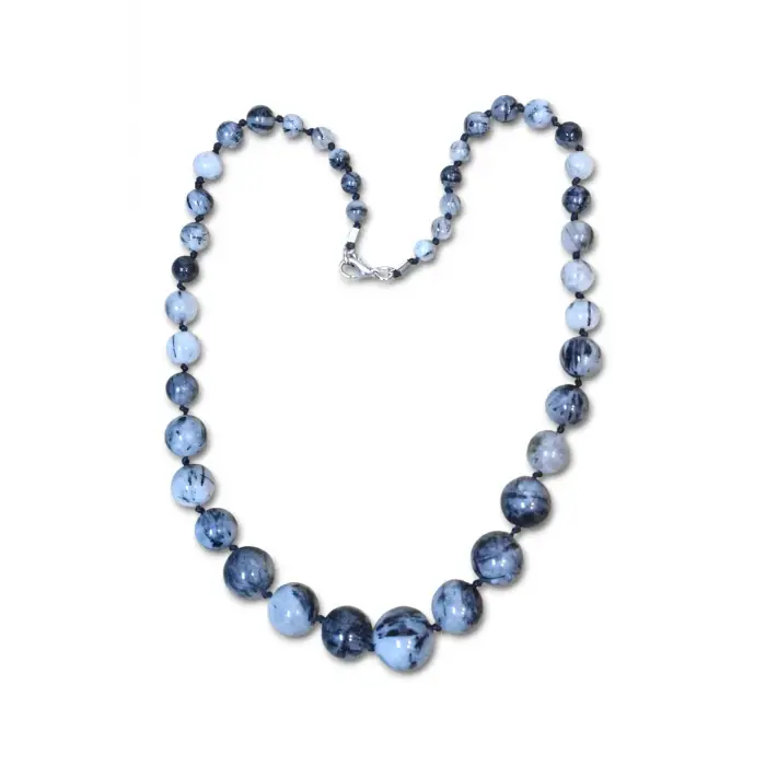 Siyah Turmalinli Kuvars Kolye - El İşi Süzme Tasarım 522-3