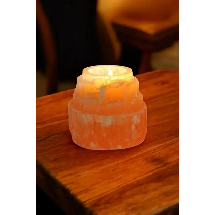 Turuncu Selenit Mumluk 8 Cm Tealight Mumluk