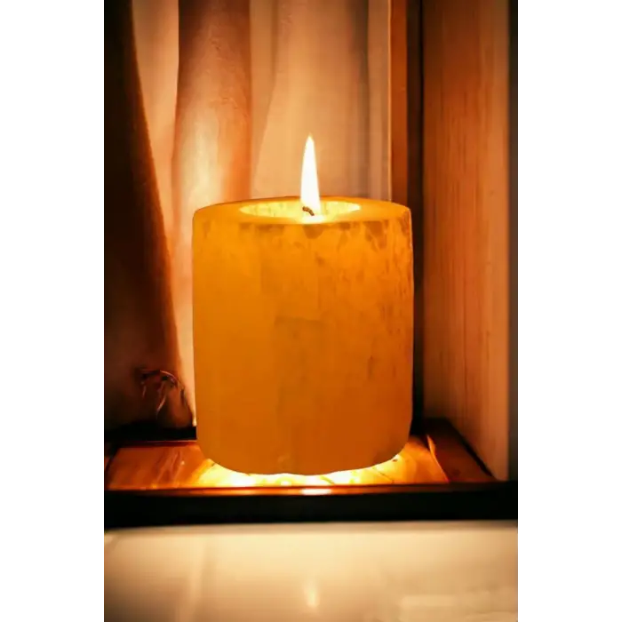 Turuncu Selenit Mumluk Kalemlik 046