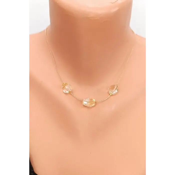 Üç Taşlı Sitrin Kolye 447-3