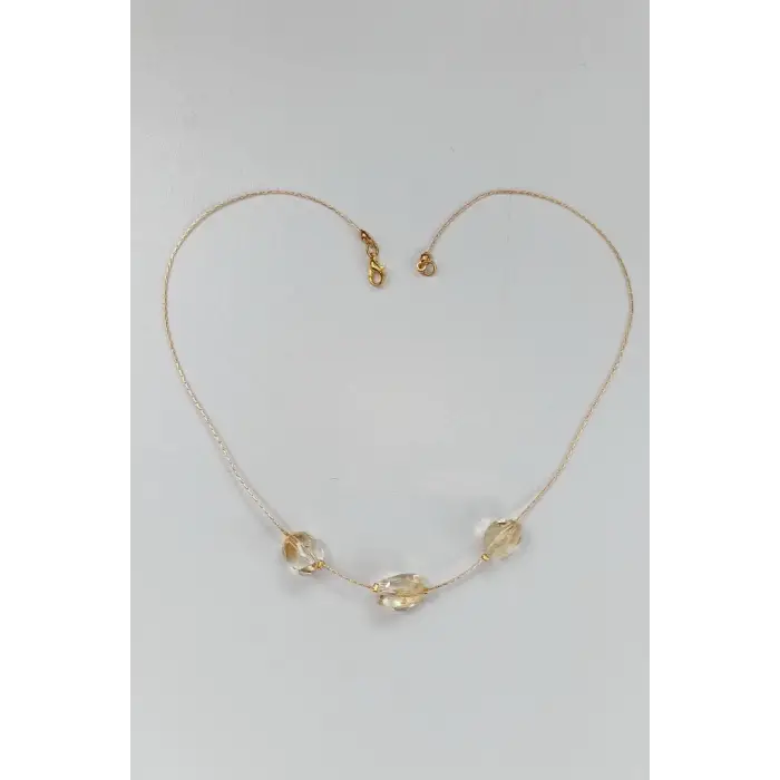 Üç Taşlı Sitrin Kolye 447-3