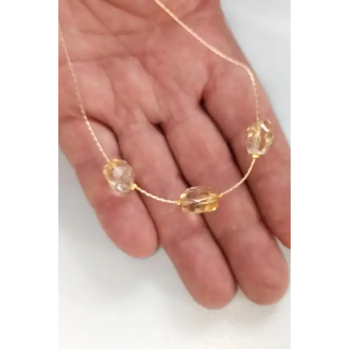 Üç Taşlı Sitrin Kolye 447-3
