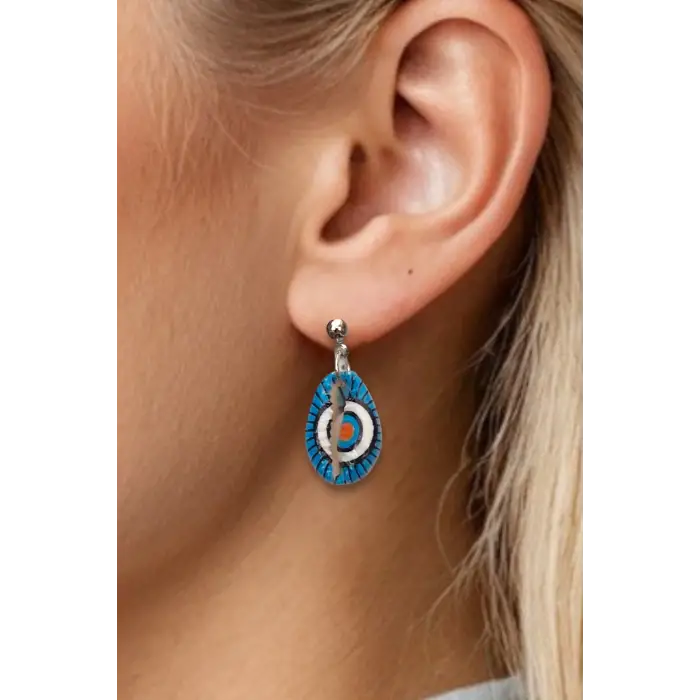 Üzeri Resimli Gerçek Deniz Kabuğu Küpe 30-D4