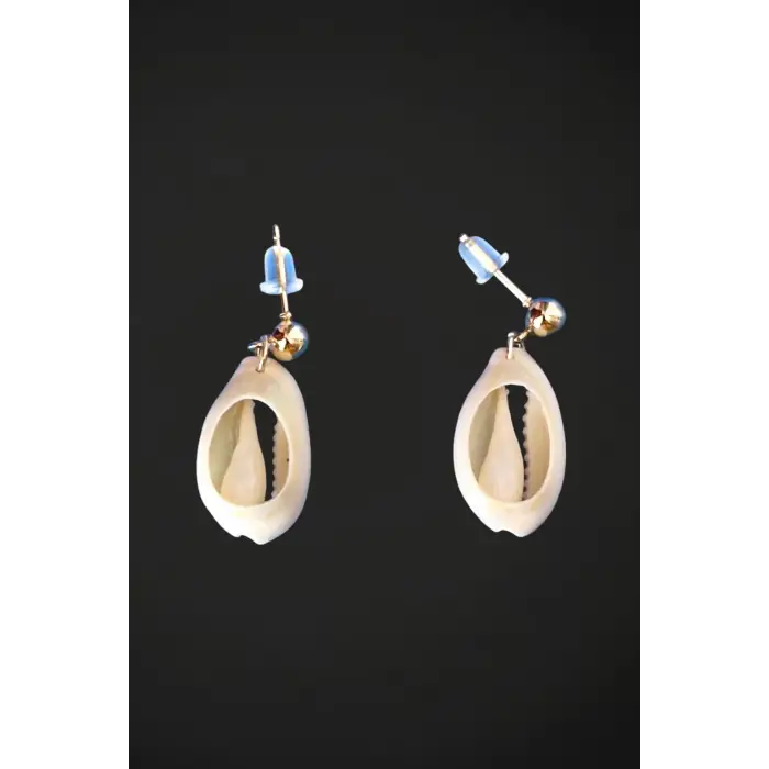 Üzeri Resimli Gerçek Deniz Kabuğu Küpe 30-D4