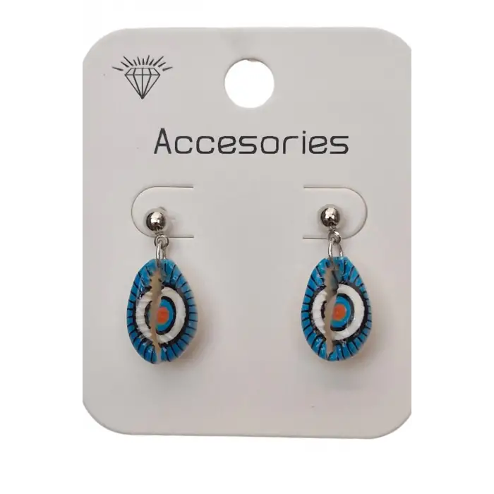 Üzeri Resimli Gerçek Deniz Kabuğu Küpe 30-D4