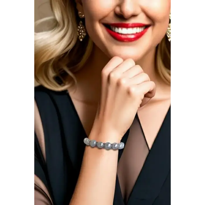 Yassı İnci Bileklik Gümüş Malzeme 332-2