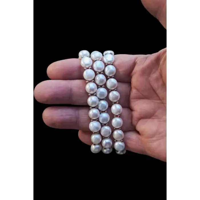 Yassı İnci Bileklik Gümüş Malzeme 332-2