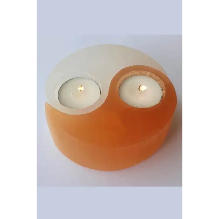 Yin Yang İkili Selenit Mumluk