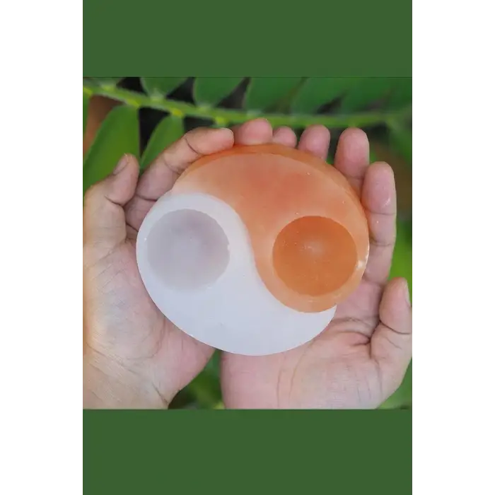 Yin Yang İkili Selenit Mumluk