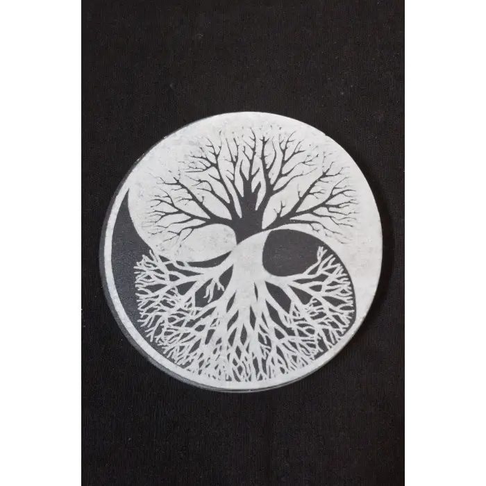 Ying Yang Hayat Ağacı Enerji Yükleyici Beyaz Selenit Plaka 58