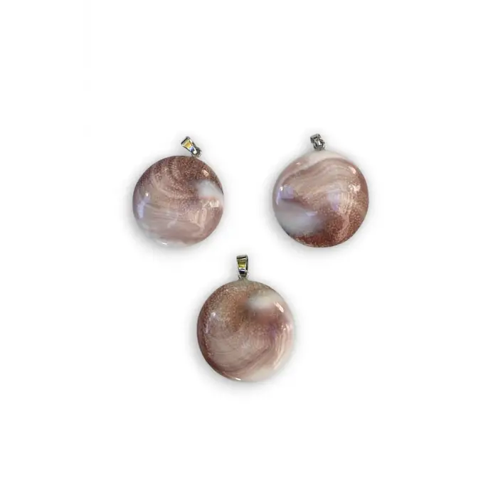 Yuvarlak Kesim Yılancık Taşı Büyük Boy Kolye Operculum 320-3