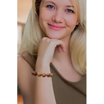 10 mm Hakiki Tibet Akiği Bileklik Makrome Ayarlı 471-2