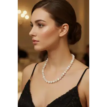 10mm Beyaz Selenit Kolye 340-2