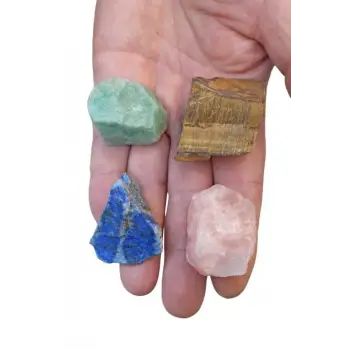 4 Parça Doğal Taş Kaplangözü Lapis Amazonit Pembe Kuvars 10-4