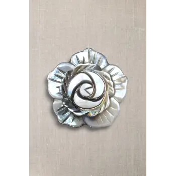 Gül Motifi Gri Renk Sedef Broş BR10-13