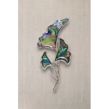 Abalon Shell Sarmaşık Motifi Sedef Broş BR10-11