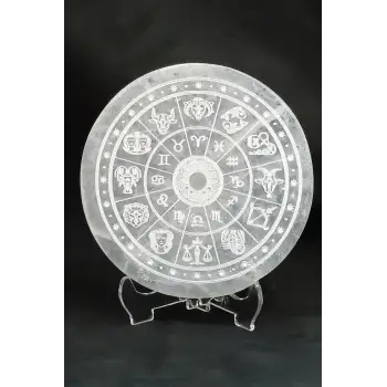 Burçlar, Astroloji Desenli Enerji Yükleyici Beyaz Selenit Plaka 42