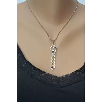 7 Çakra Taşlı Kolye Dalga Motifli 236-C6