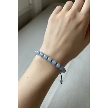 8 mm Doğal Anjelit Taşı Bileklik Makrome Ayarlı 517-2