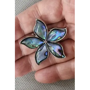 Abalon Shell Çiçek Motifi Sedef Broş BR10-2