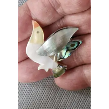 Abalon Shell Kuş Motifi Sedef Broş BR10-5