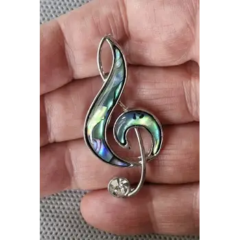 Abalon Shell Sol Anahtarı Sedef Broş BR10-1