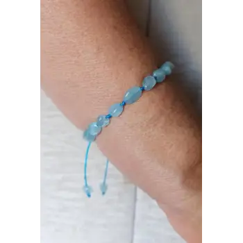 Akuamarin Bileklik, Makrome Ayarlı 655-2