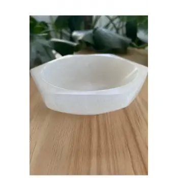 Altıgen Enerji Çanağı Beyaz Selenit Kase