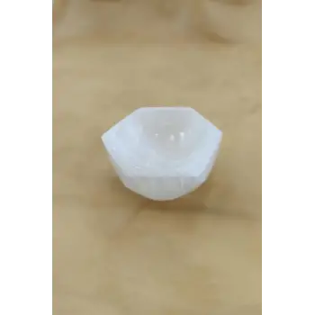 Altıgen Enerji Çanağı Beyaz Selenit Küçük Kase 8cm