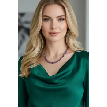 Ametist Kolye 50 CM Amorf Kesim 460-1