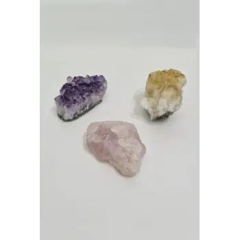 Ametist, Sitrin, Pembe Kuvars 3 Parça Doğal Taş 33ASP