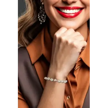 Beyaz Mercan Bileklik Makrome Ayarlı 671-5